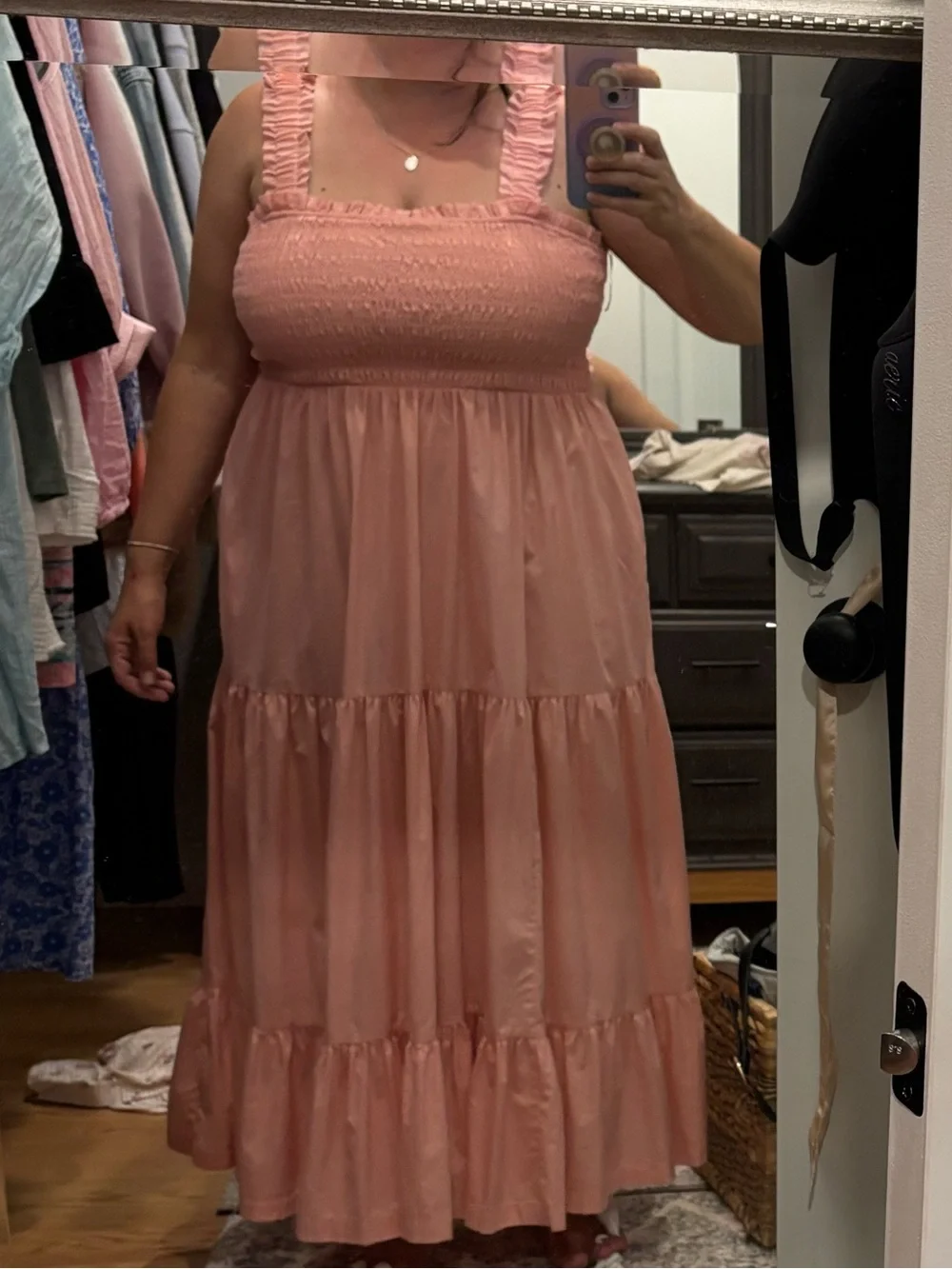 Abercrombie and Fitch pink smocked maxi dress with pockets size xxl